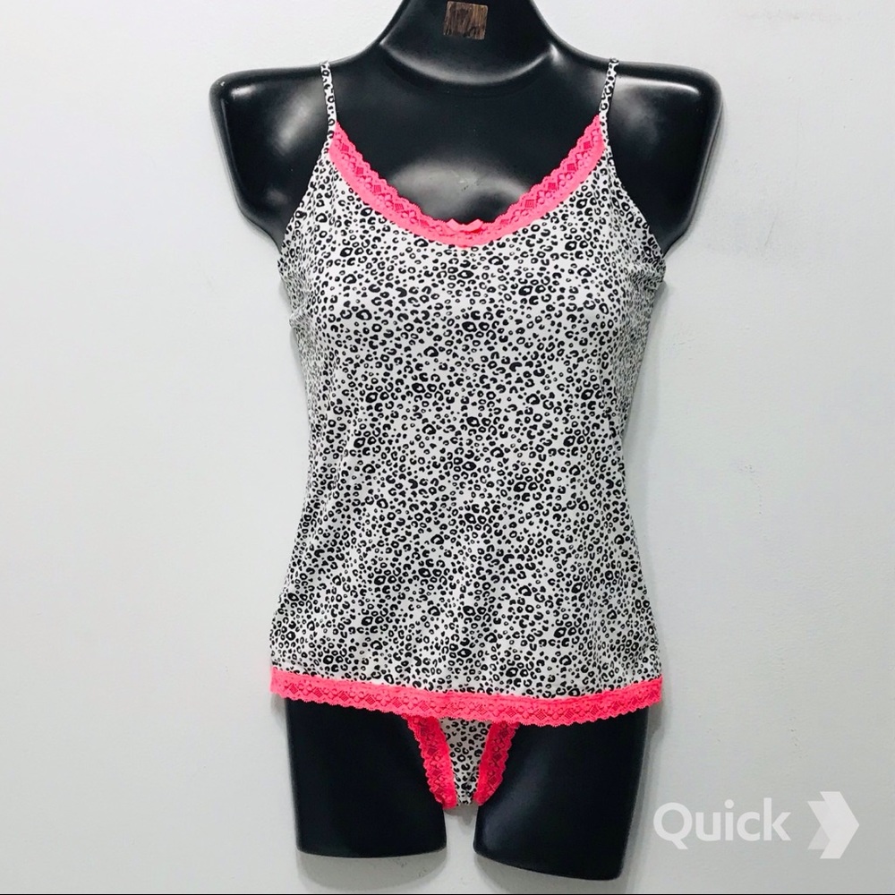 ZA Soft Leopard Lace Trim Sleepwear Set - 2 pcs Set